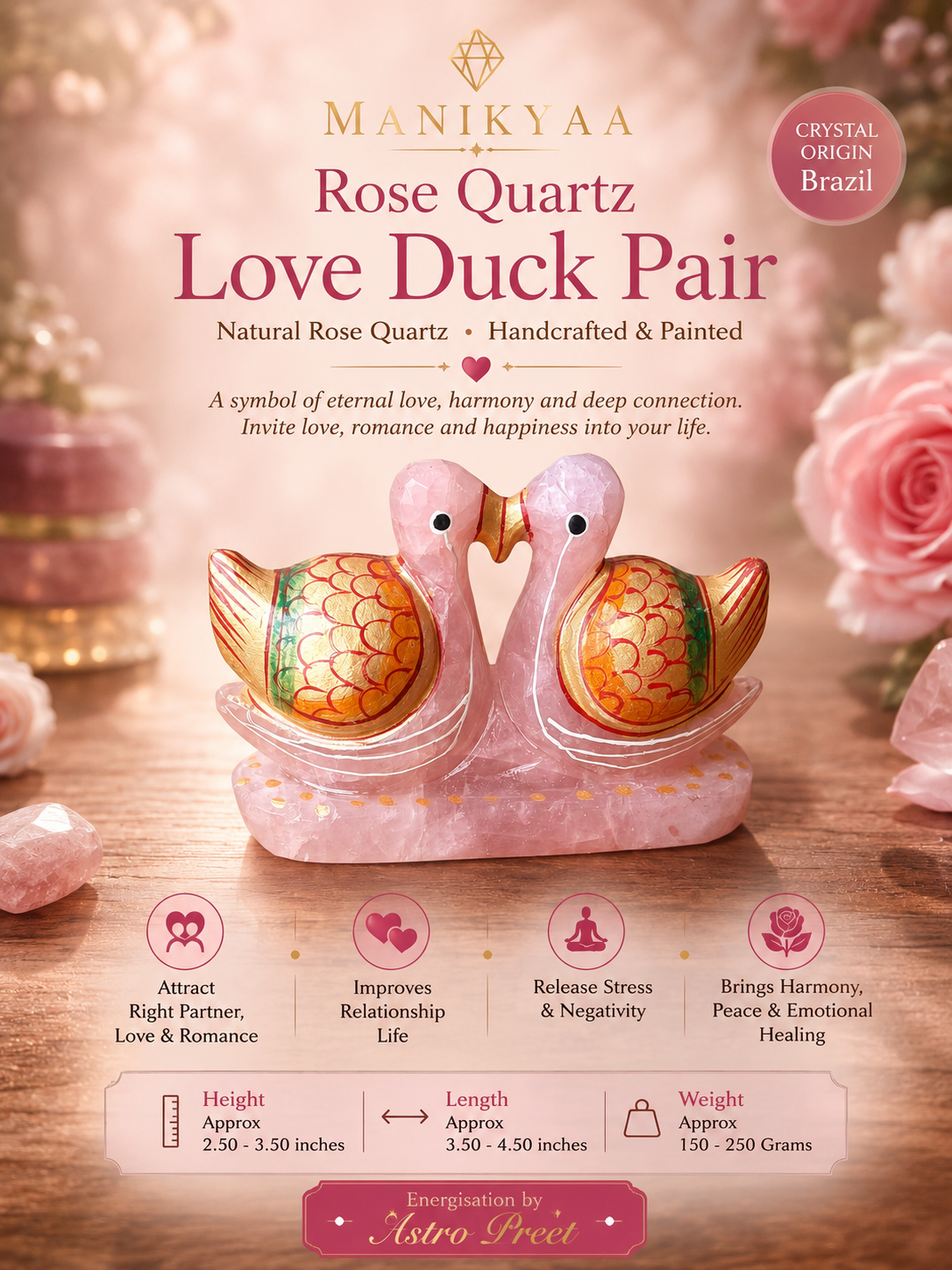 Rose Quartz Love Duck Pair for Relationship & Harmony - Image 3