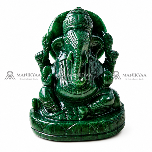 Natural Green Jade Ganesha for Wealth & Vastu (Approx 800gm)