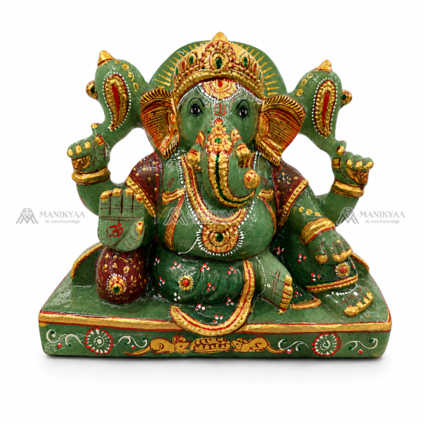 Natural Green Jade Ganesha for Wealth & Vastu | Big