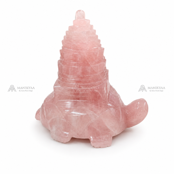 Natural Rose Quartz Turtle Shree Yantra for Wealth and Love