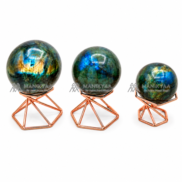 Natural Labradorite Sphere | Energised Crystal Sphere with Stand