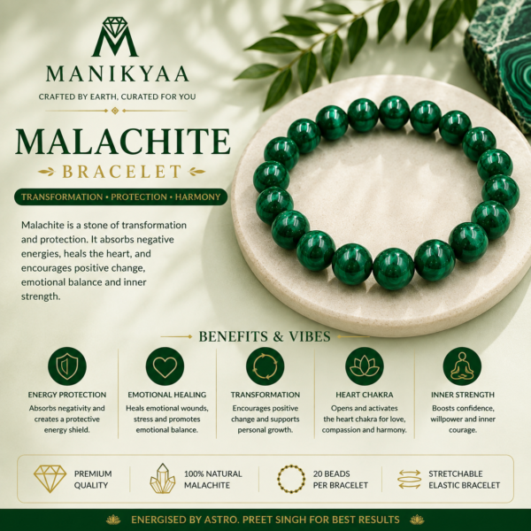 Natural Malachite Stone Bracelet | Transformation & Protection
