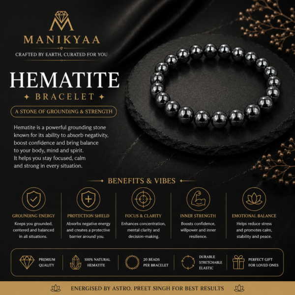 Natural Hematite Stone Bracelet | Strength & Grounding
