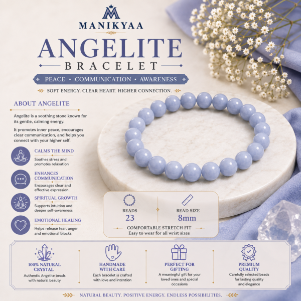 Natural Angelite Stone Bracelet | Peace & Communication