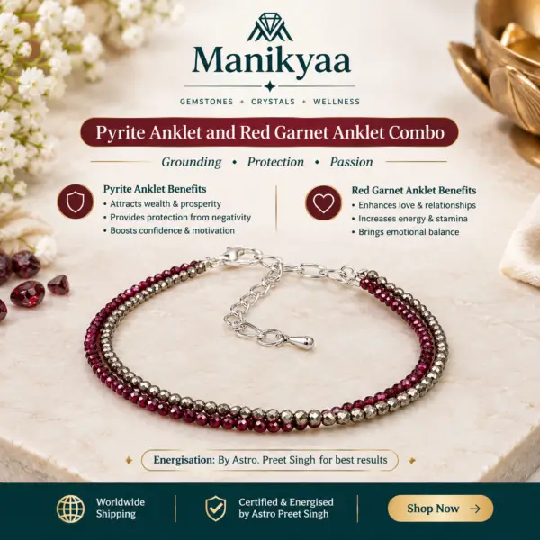 Pyrite & Red Garnet Anklet Combo | Wealth & Strength
